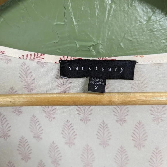 Sanctuary Boho mini dress, cream, red, flowy fit women's size small A9 - Picture 3 of 7